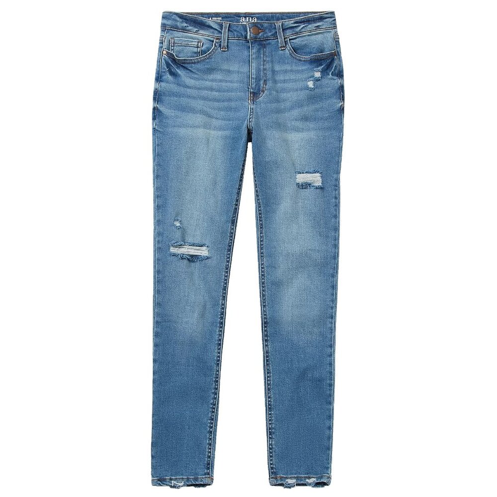 New! A.N.A High Rise Skinny Stretch Jeggings Distressed Denim Blue Jeans 26W